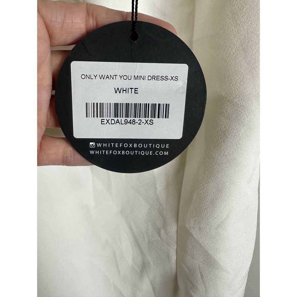 White Fox Boutique Only Want You Mini Dress White Square Neck Bodycon XS NWT - Picture 7 of 8
